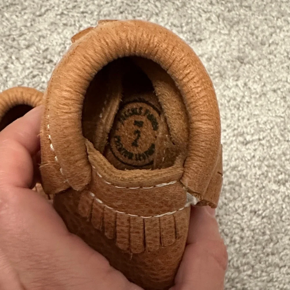 Brown Leather Kids Moccasins